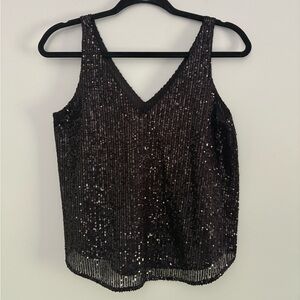 LOFT Black Sequin Tank Size XSP